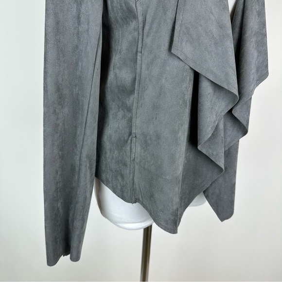 Kut From The Kloth Tayanita Gray Cascade Collar Faux Suede Jacket Size Small - Picture 6 of 14